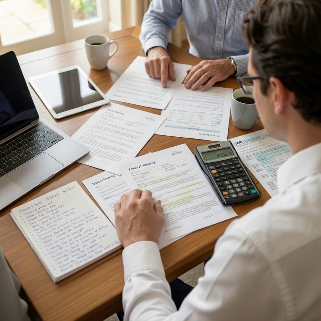 Advisor reviewing estate documents with family